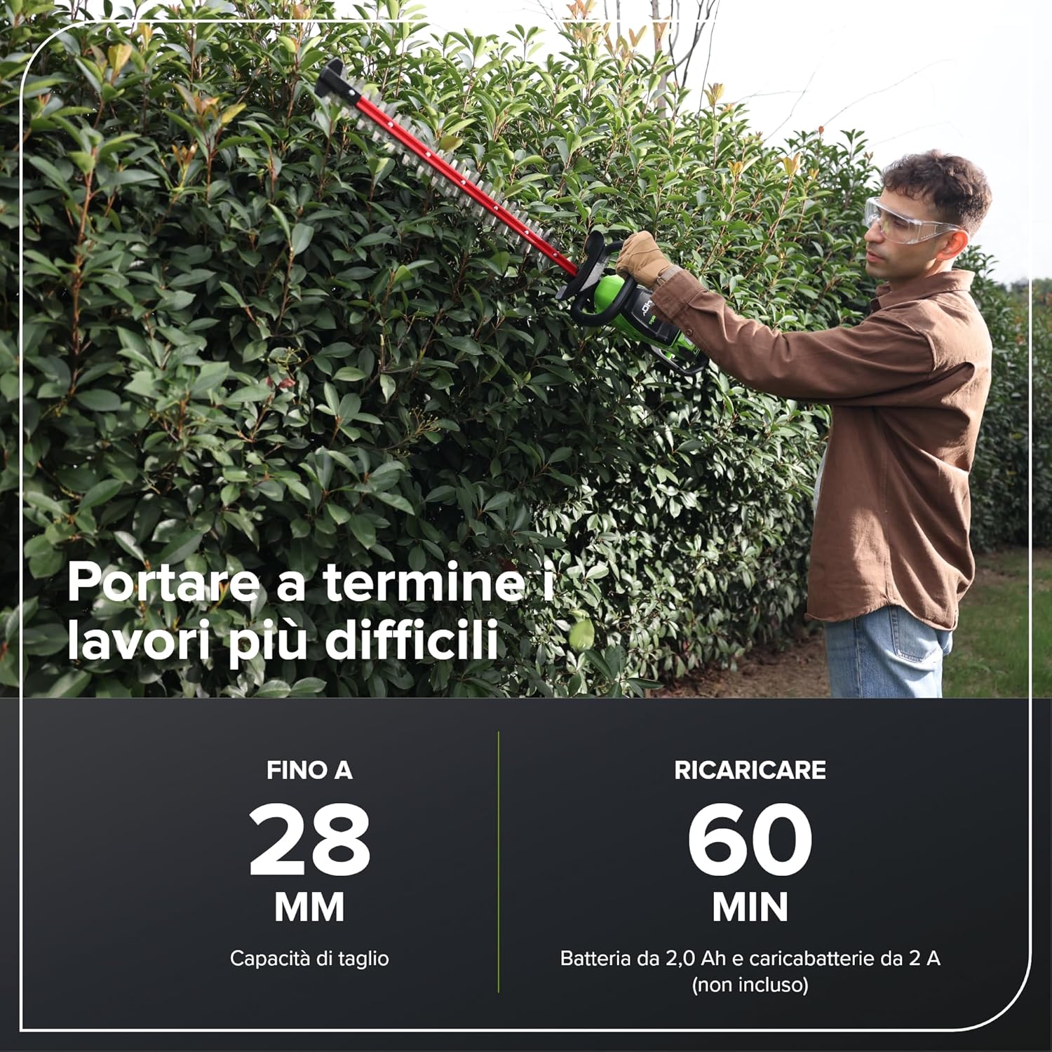 Detalle de Greenworks GD40HT66 Tagliasiepi 66 cm