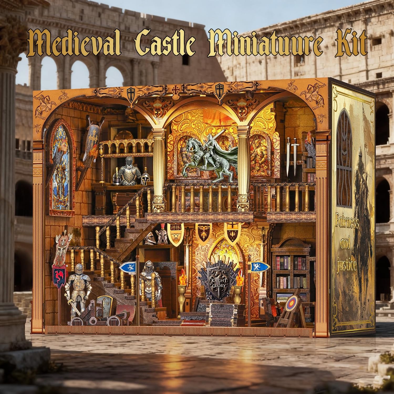Thumbnail 4 de Book Nook Kit DIY Medieval Castle 3D LED