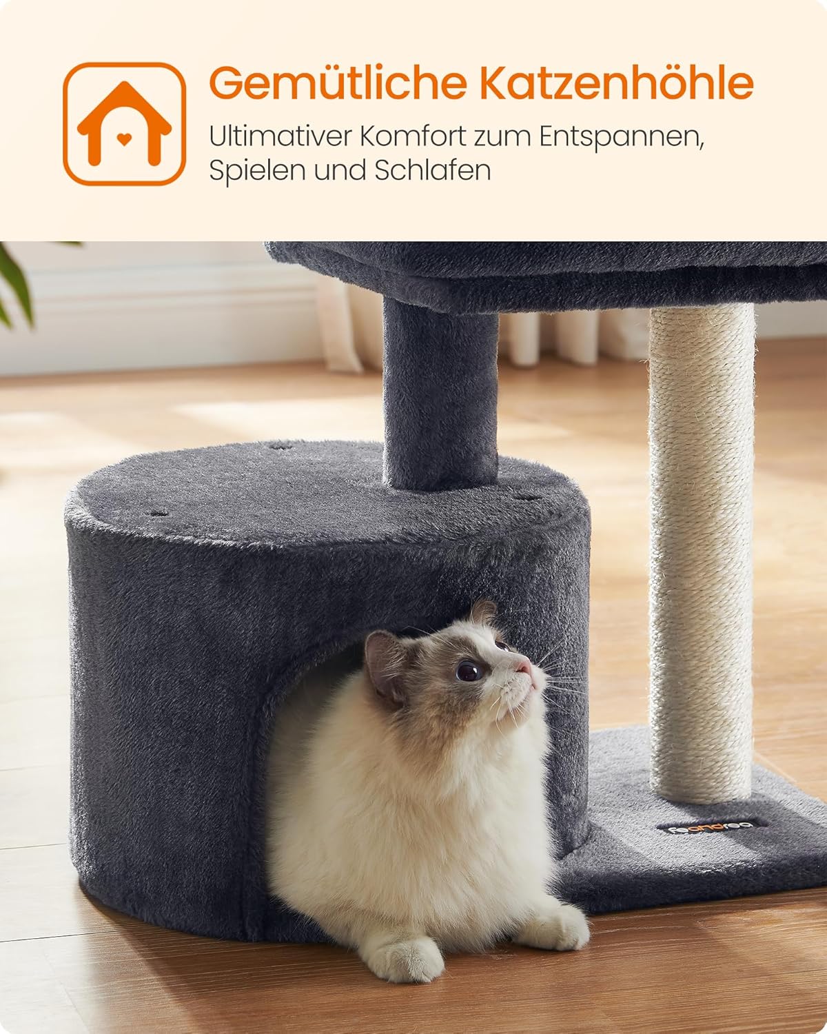 Thumbnail 6 de Feandrea Kratzbaum klein PCT50G – Katzenspielbaum mit Sisalstamm, rauchgrau