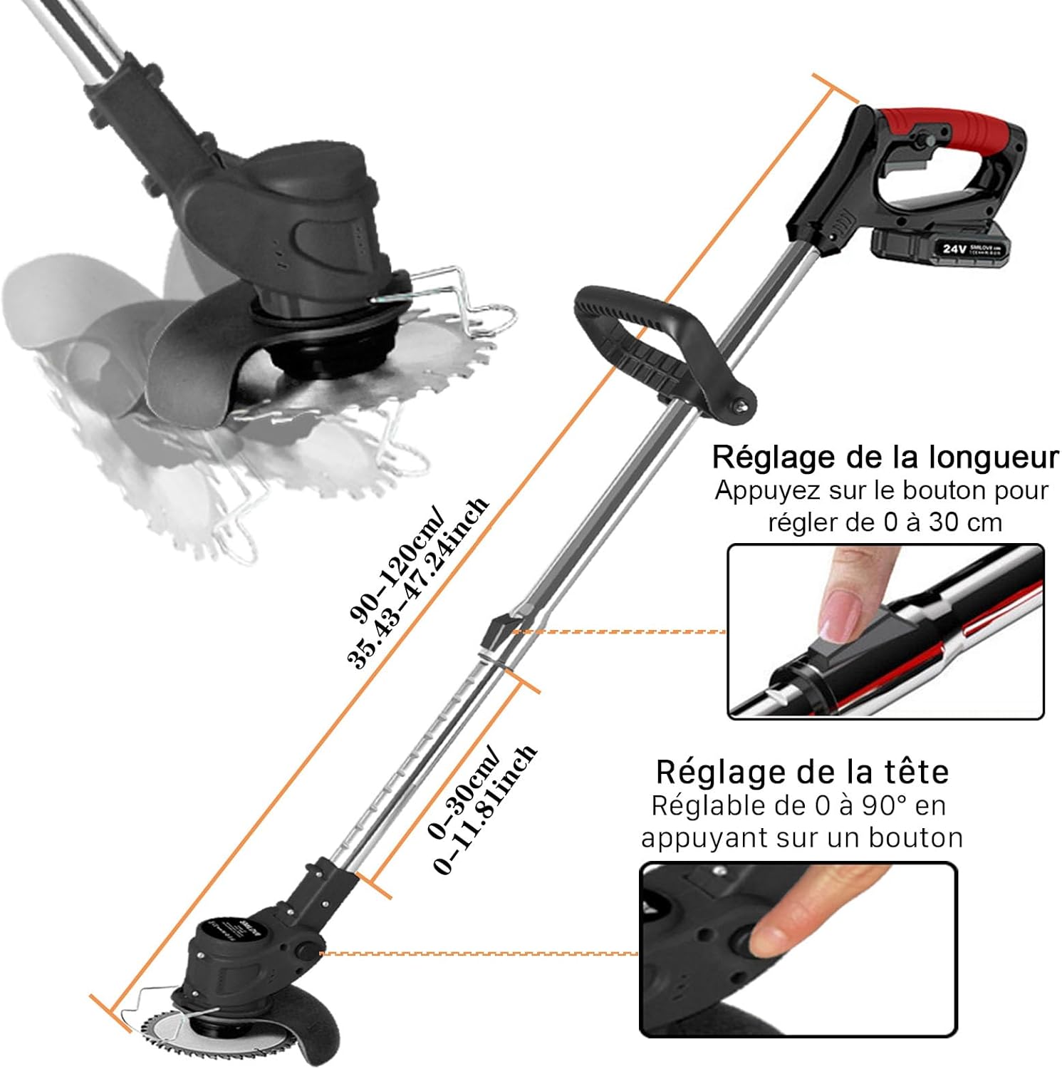 Detalle de SMILOVII Débroussailleuse 24V 2x2000mAh