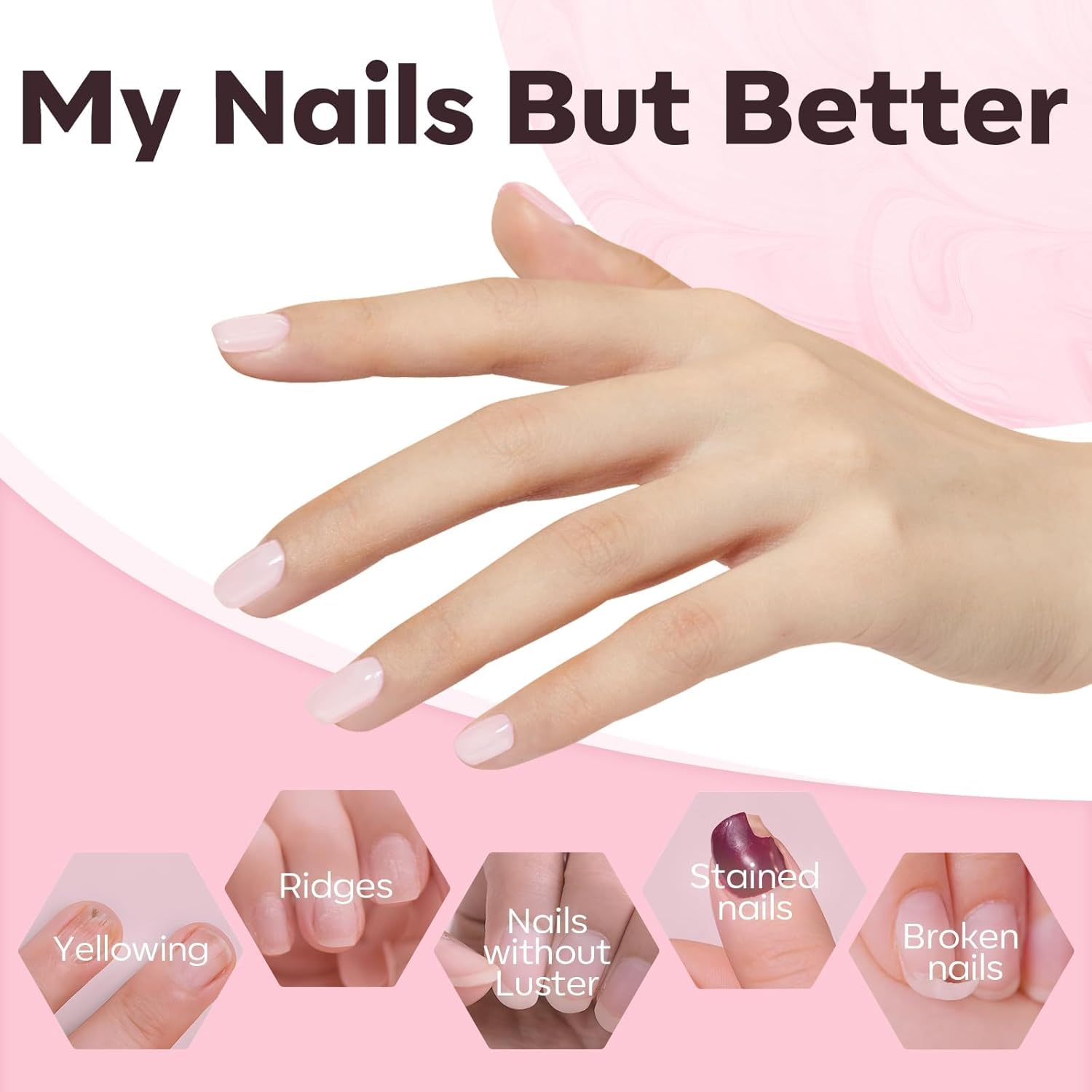 Thumbnail 2 de modelones Builder Nail Gel Polish Set (Nude Pink Jelly Gel) with LED Lamp Cured Finish, 6 Colors