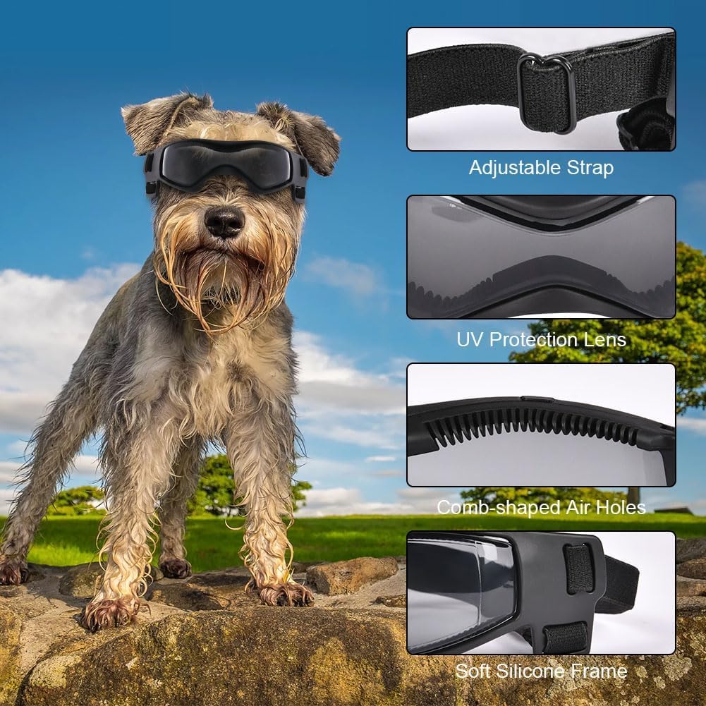 Detalle de Adiwo Dog Sunglasses, Adjustable Dog Goggles with Fashion Snood (Medium)