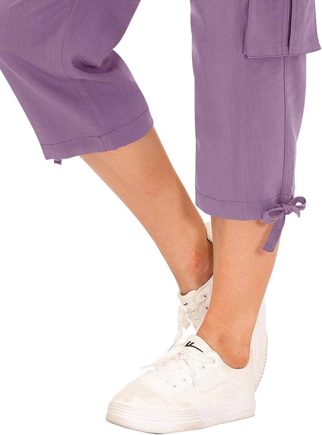 Detalle de MoFiz Women's Cargo Capri Pants, Loose Fit, Lightweight, Six Pockets