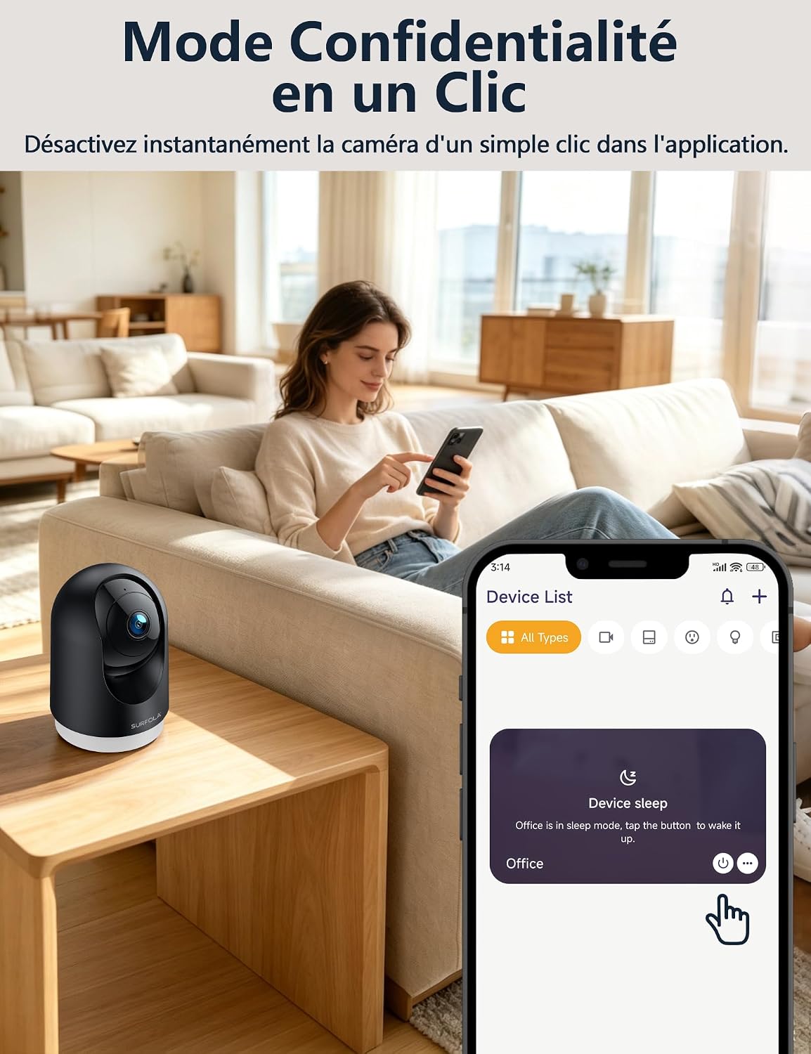 Thumbnail 6 de Surfola WS03 2K-binnencamera met 360° PTZ en automatische tracking