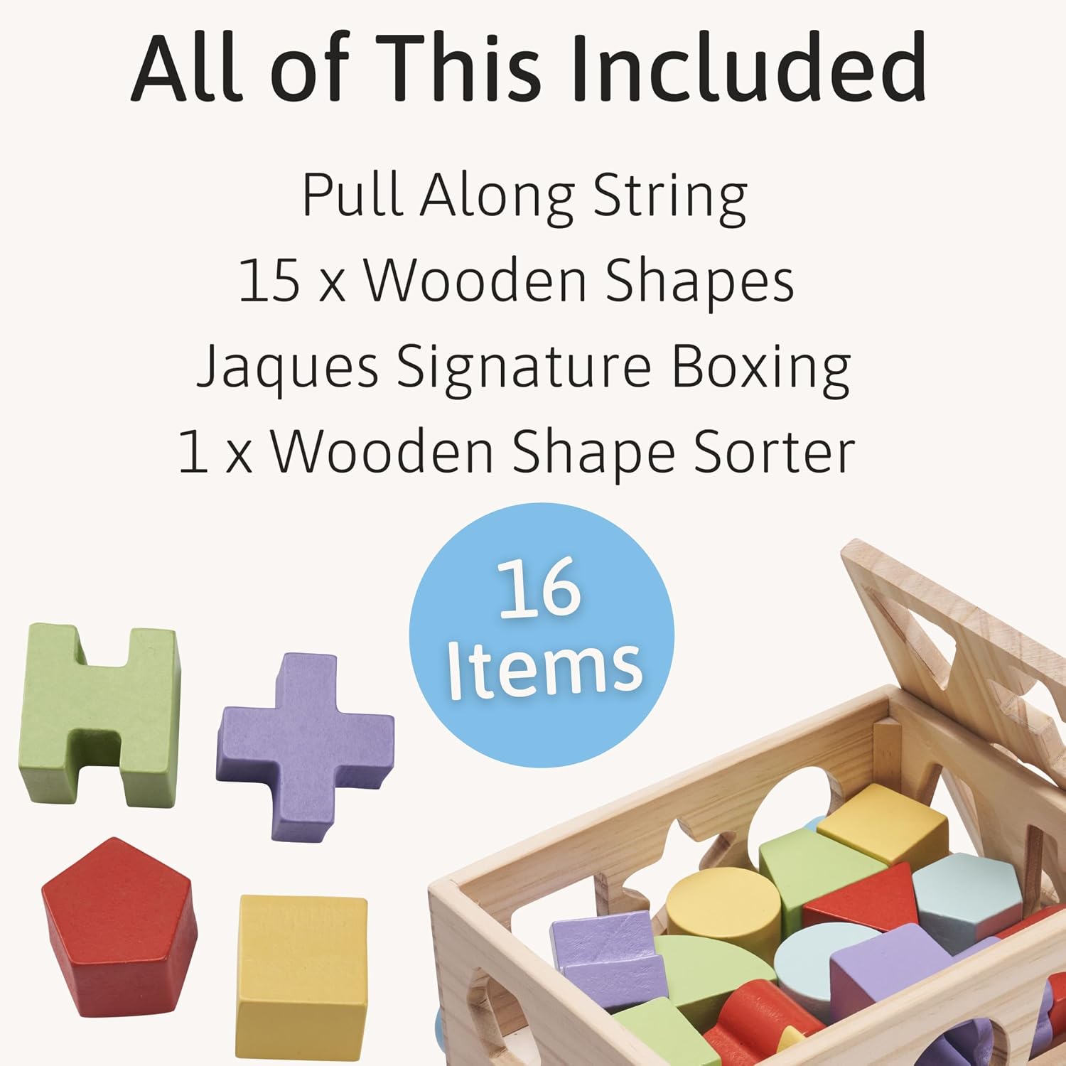 Thumbnail 3 de Jaques of London Wooden Shape Sorter for 1 year olds — Montessori Pull Along Toy
