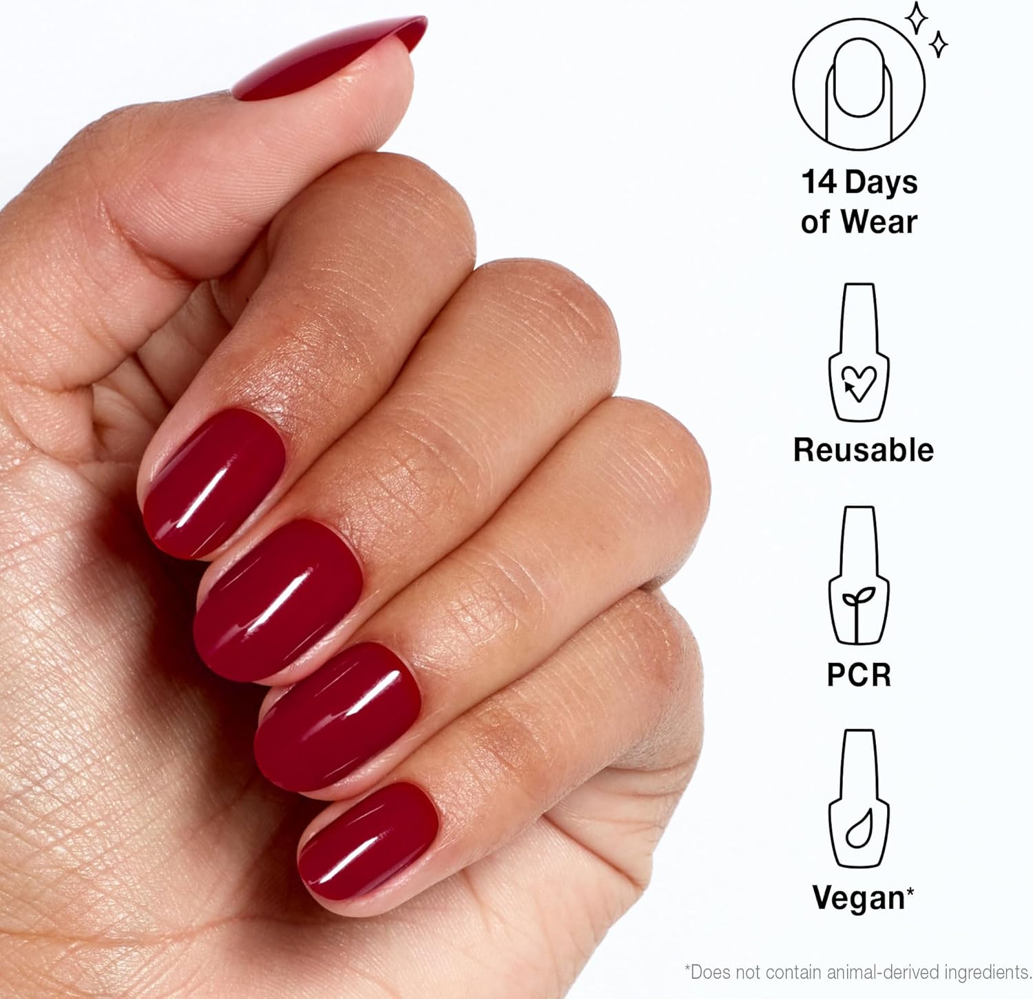 Detalle de OPI xPRESS/ON Press On Nails – Black, Red & Pink opaque crème shades (30 pcs) with nail glue