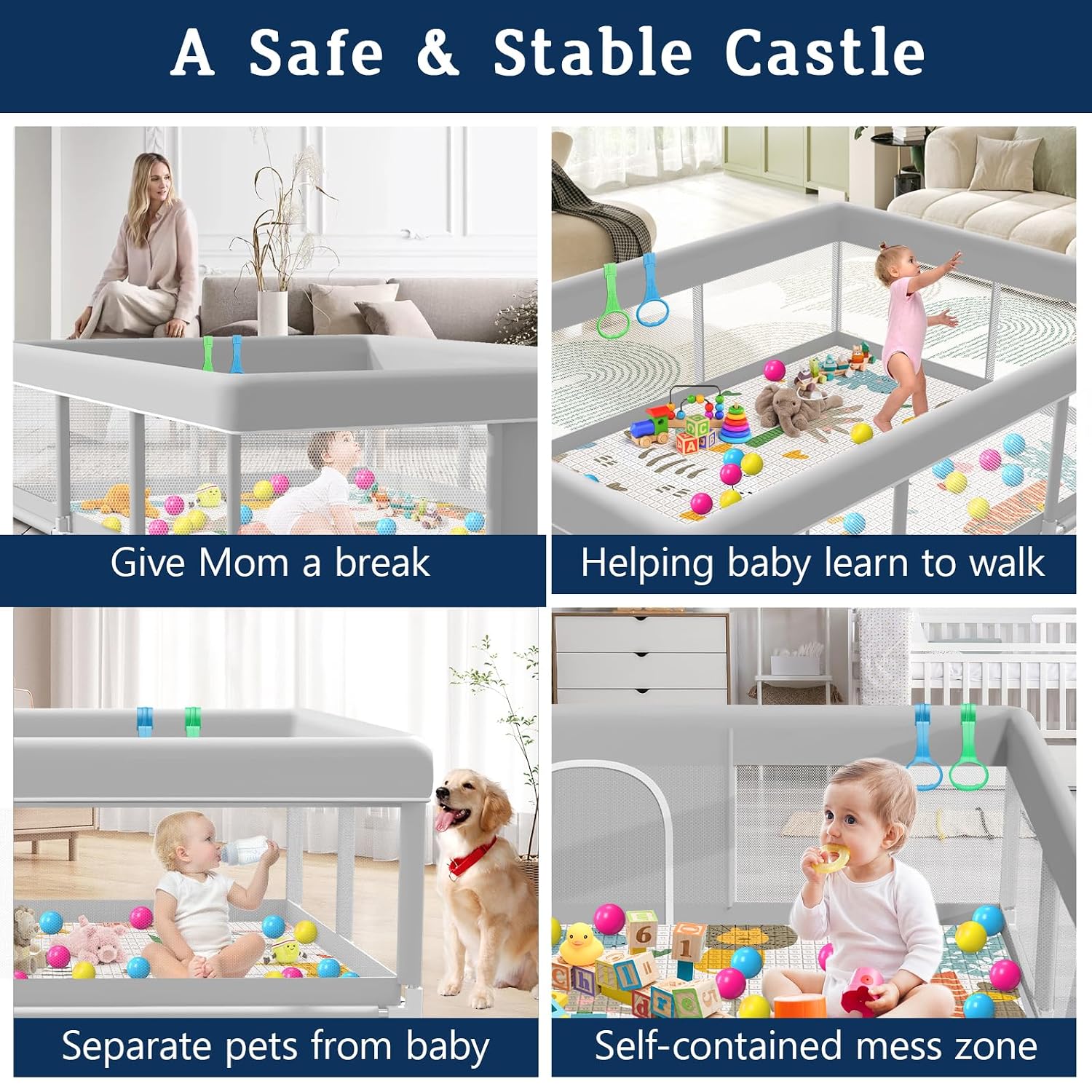 Thumbnail 6 de Baby Playpen with Mat, 74 x 50 Inches