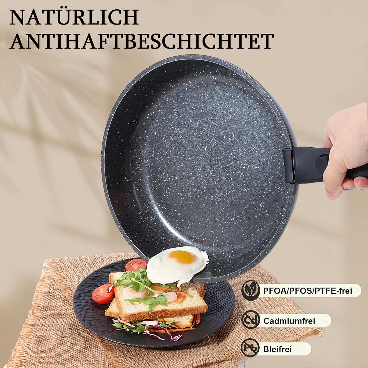 Detalle de GiPP G11-U-Gr01 pannenset met antiaanbaklaag, afneembare handgrepen en inductiebodem