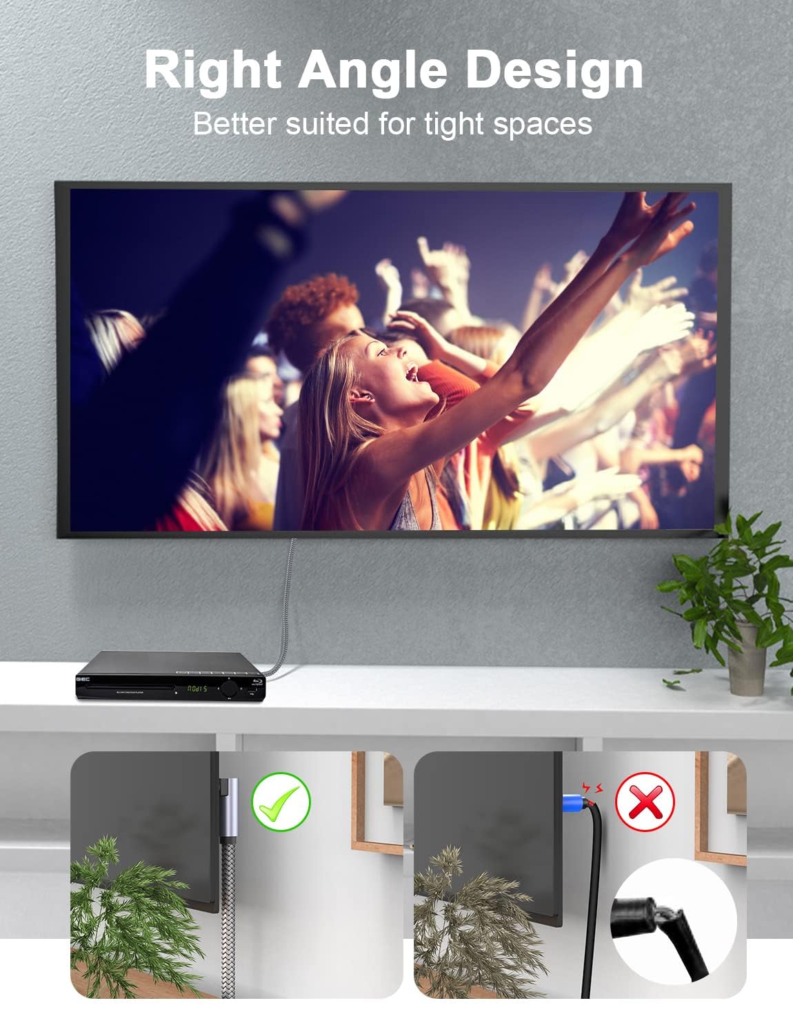 Detalle de SOUNDFAM Optisches Kabel 1 m Grau (Toslink) mit 90° Dual-Stecker für Samsung TV, Soundbar & AV-Receiver