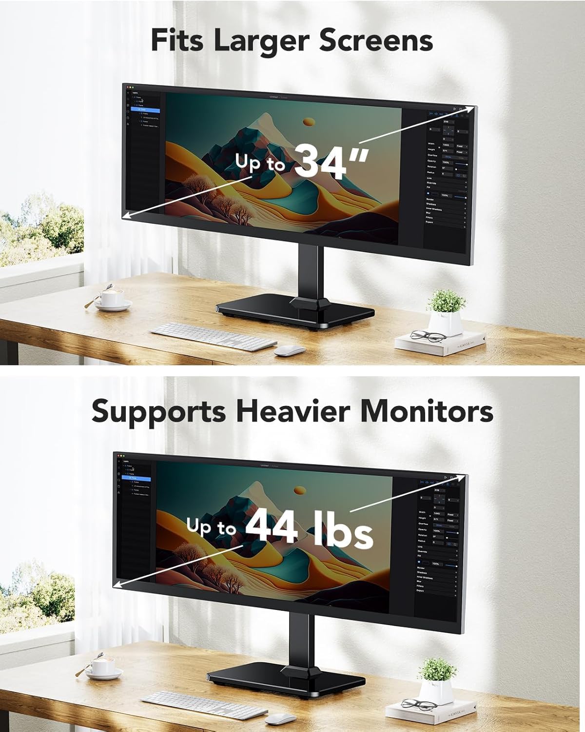 Detalle de HUANUO Supporto Monitor Scrivania: Braccio VESA indipendente per schermi 13–34", fino a 20 kg