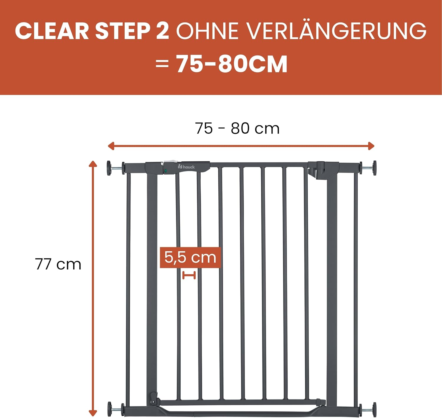 Thumbnail 1 de hauck Türschutzgitter, selbstschließend, flacher Einstieg, Dark Grey – 75–80 cm ohne Bohren