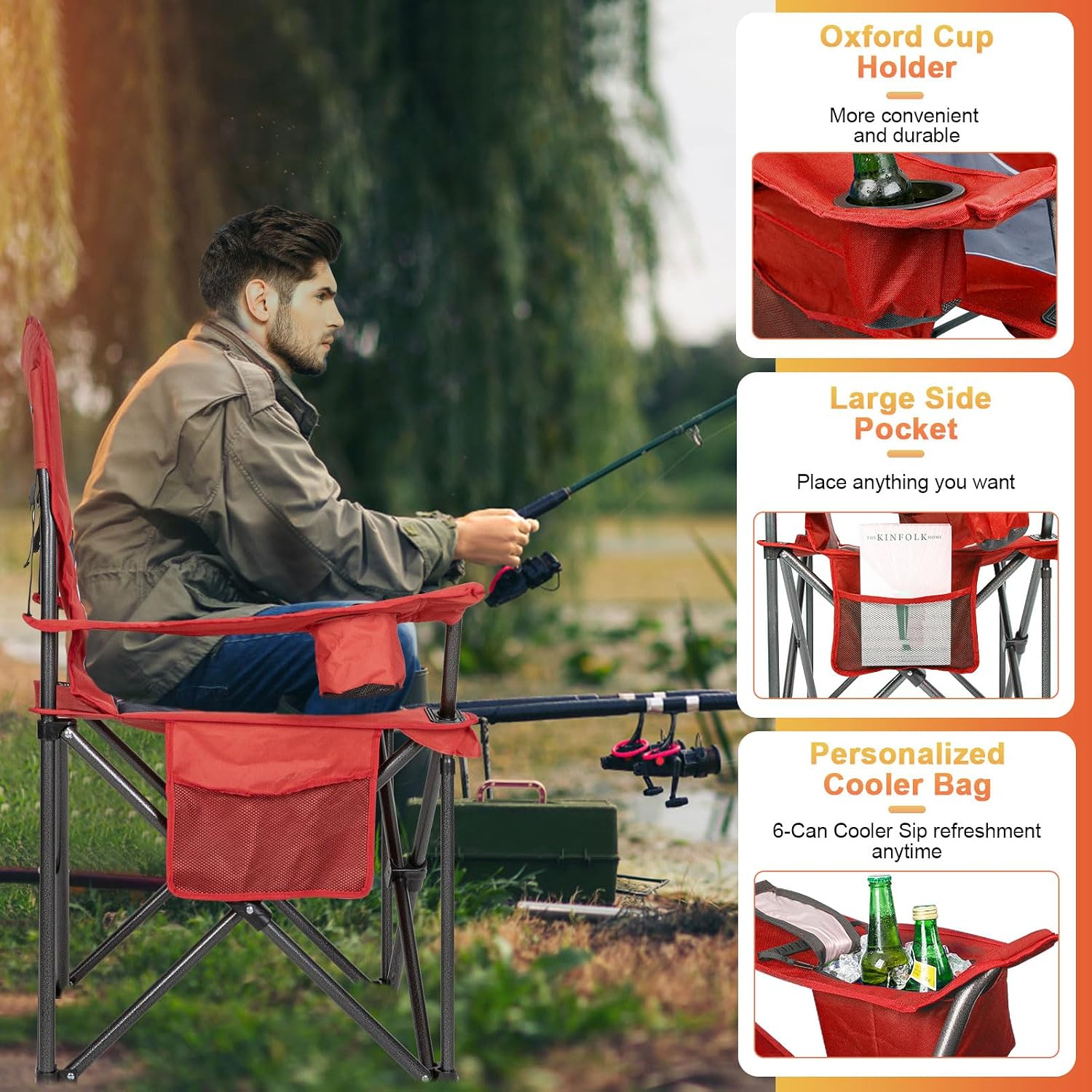 Detalle 1 de Romswi Camping Chairs 500 lb Capacity