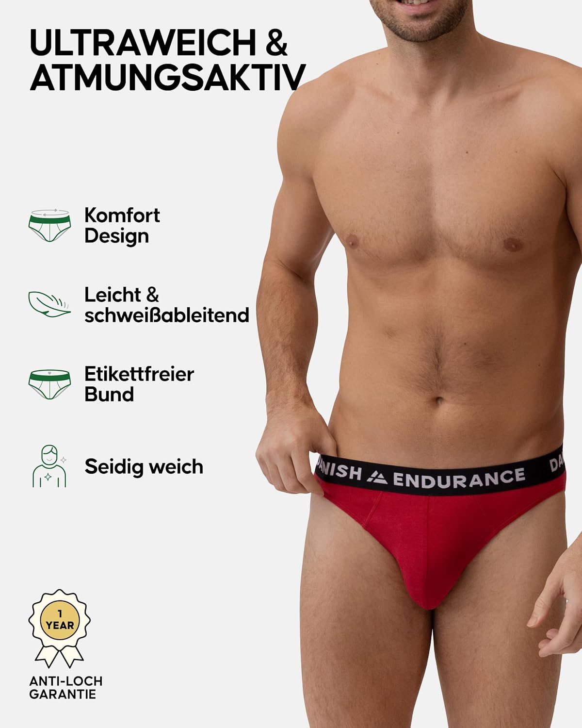 Detalle 2 de Danish Endurance Bambus Slips im 6er Pack