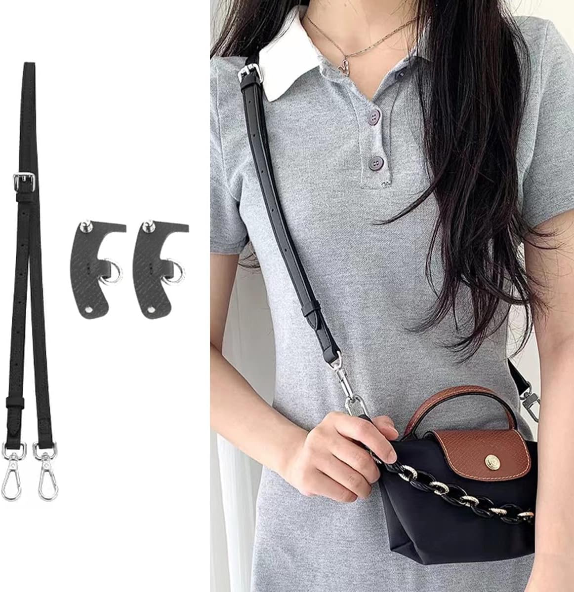 Thumbnail 1 de jiesinlov Rindsleder Crossbody Gurt für Le Pliage XS