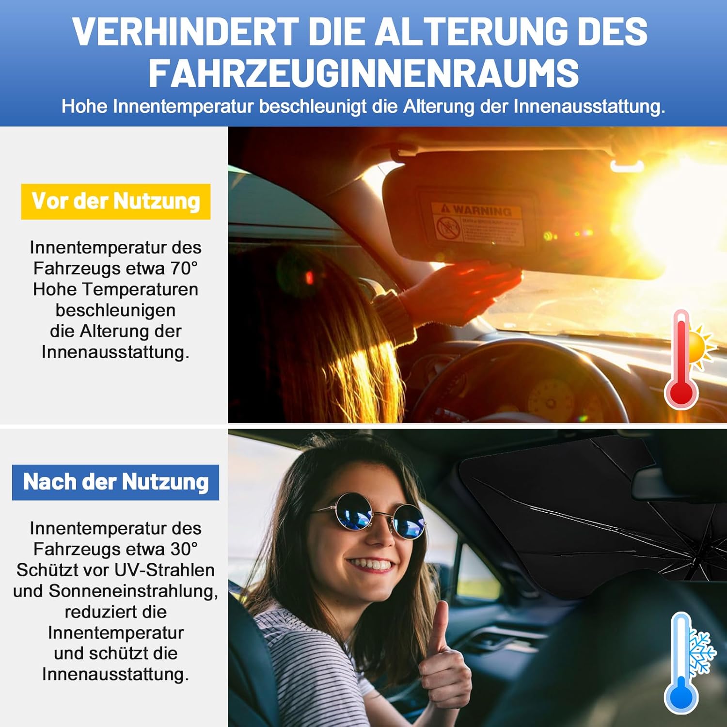 Thumbnail 4 de Beurseaf Sonnenschutz für die Frontscheibe innen (faltbar, UV-geschützt) – 140 x 80 cm