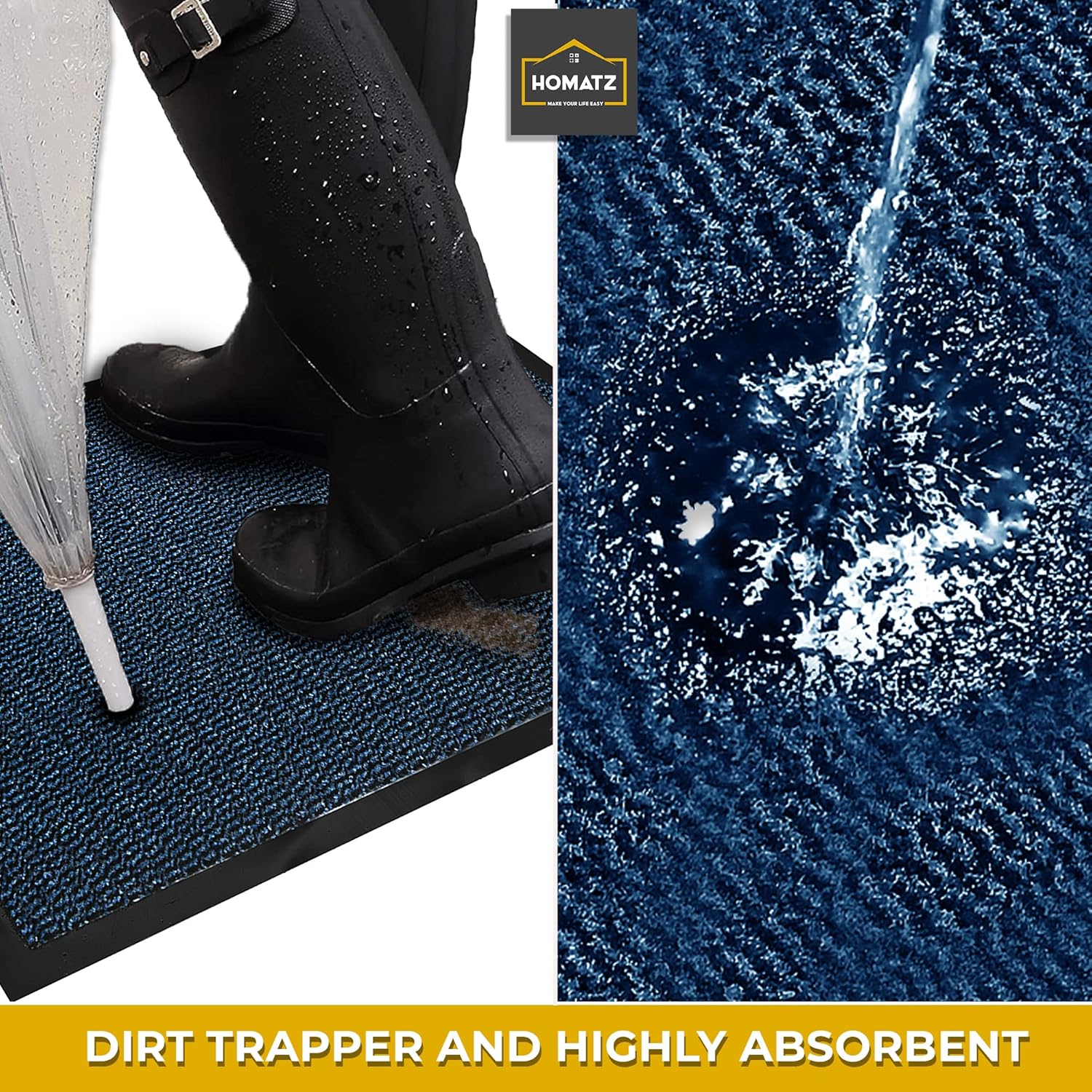 Thumbnail 4 de Homatz Indoor Door Mat (Heavy Duty Rubber) 60x90cm – Non-Slip, Washable Dirt Trapper