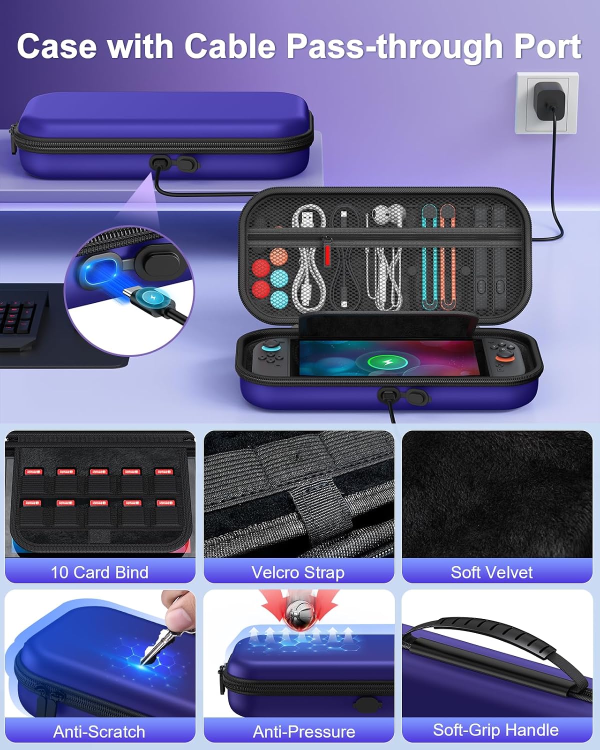 Thumbnail 2 de WAXITY Tasche Zubehör Bundle für Switch 2 – 23-in-1 Set mit Aufladen im Inneren (Blau)