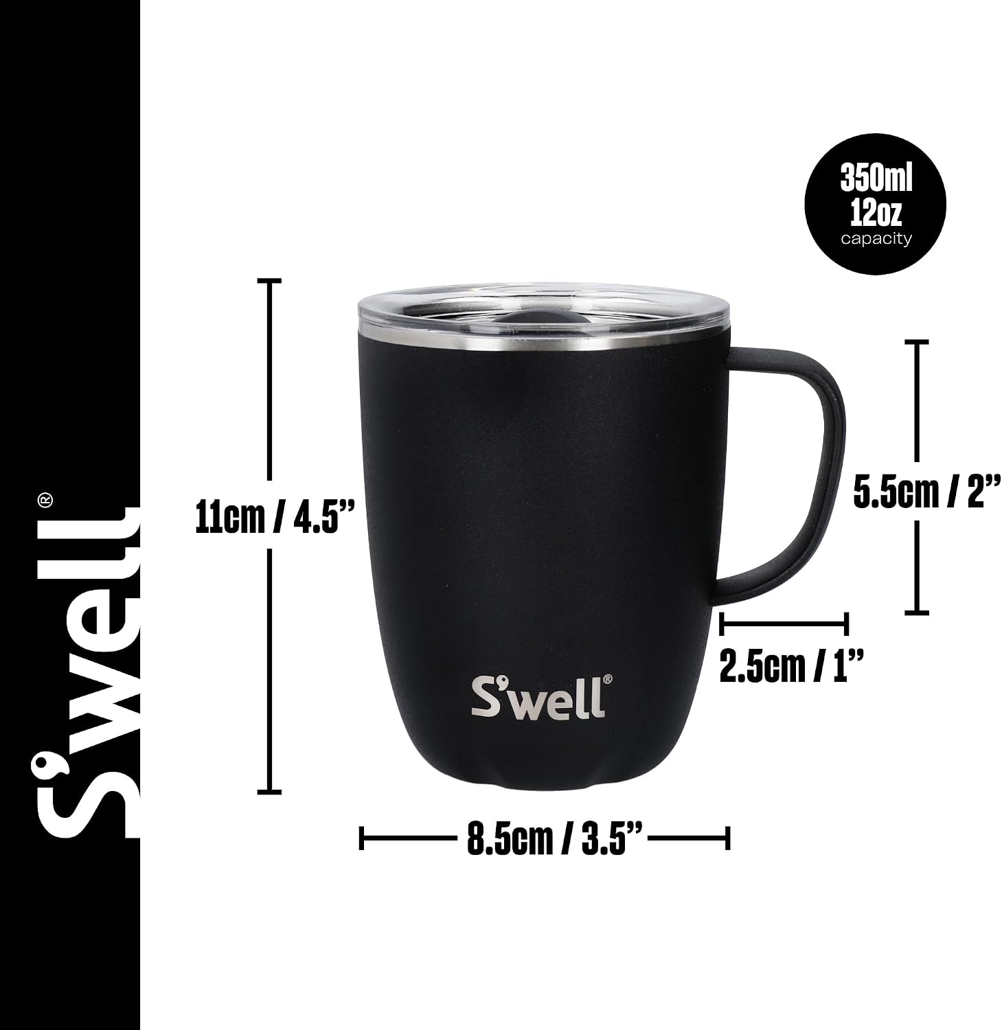 Detalle 2 de S'well Onyx Mug with Handle, 350 ml Stainless Steel Travel Mug