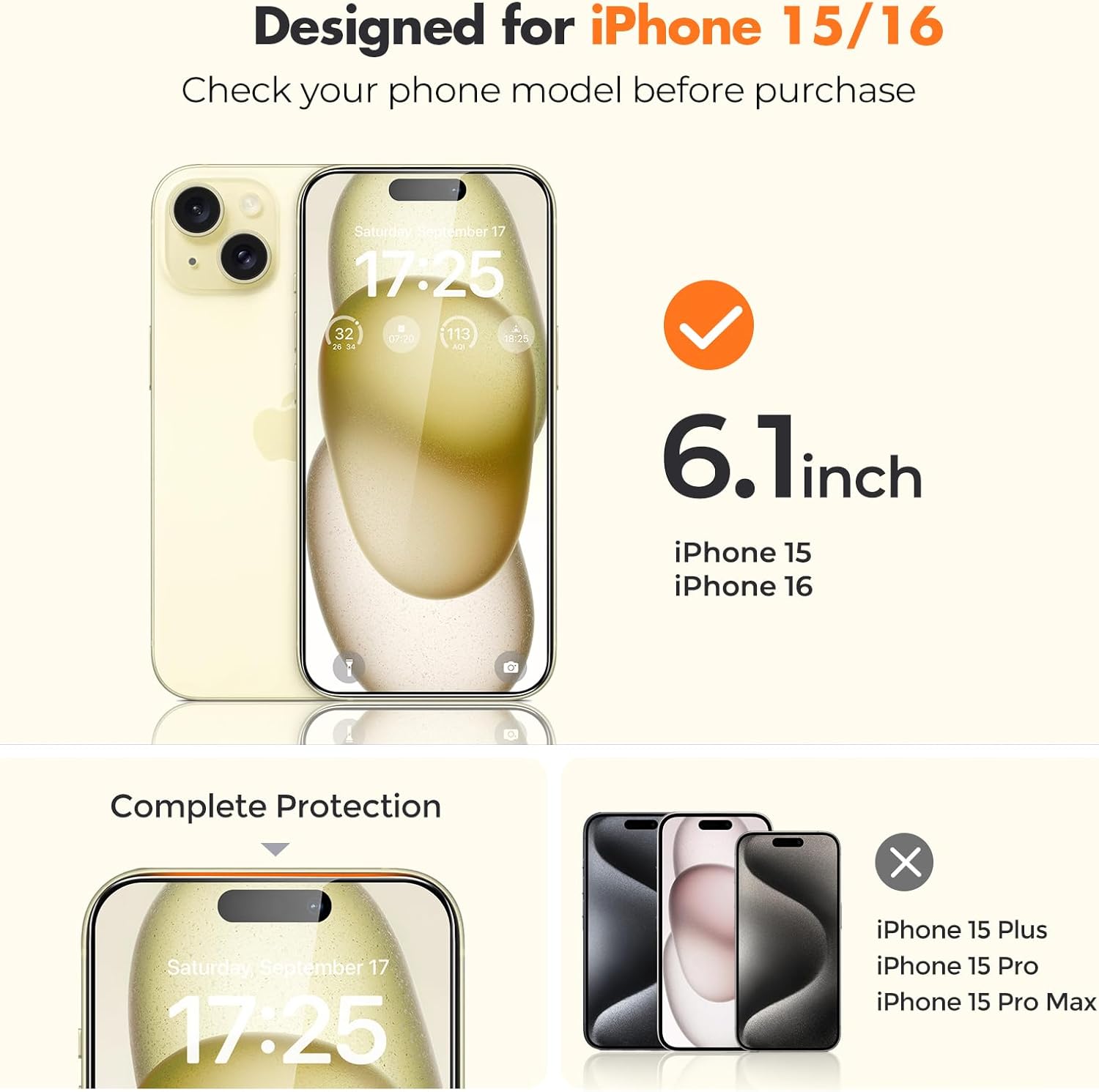 Thumbnail 1 de UNBREAKcable 2-Pack Screen Protector for iPhone 15/16