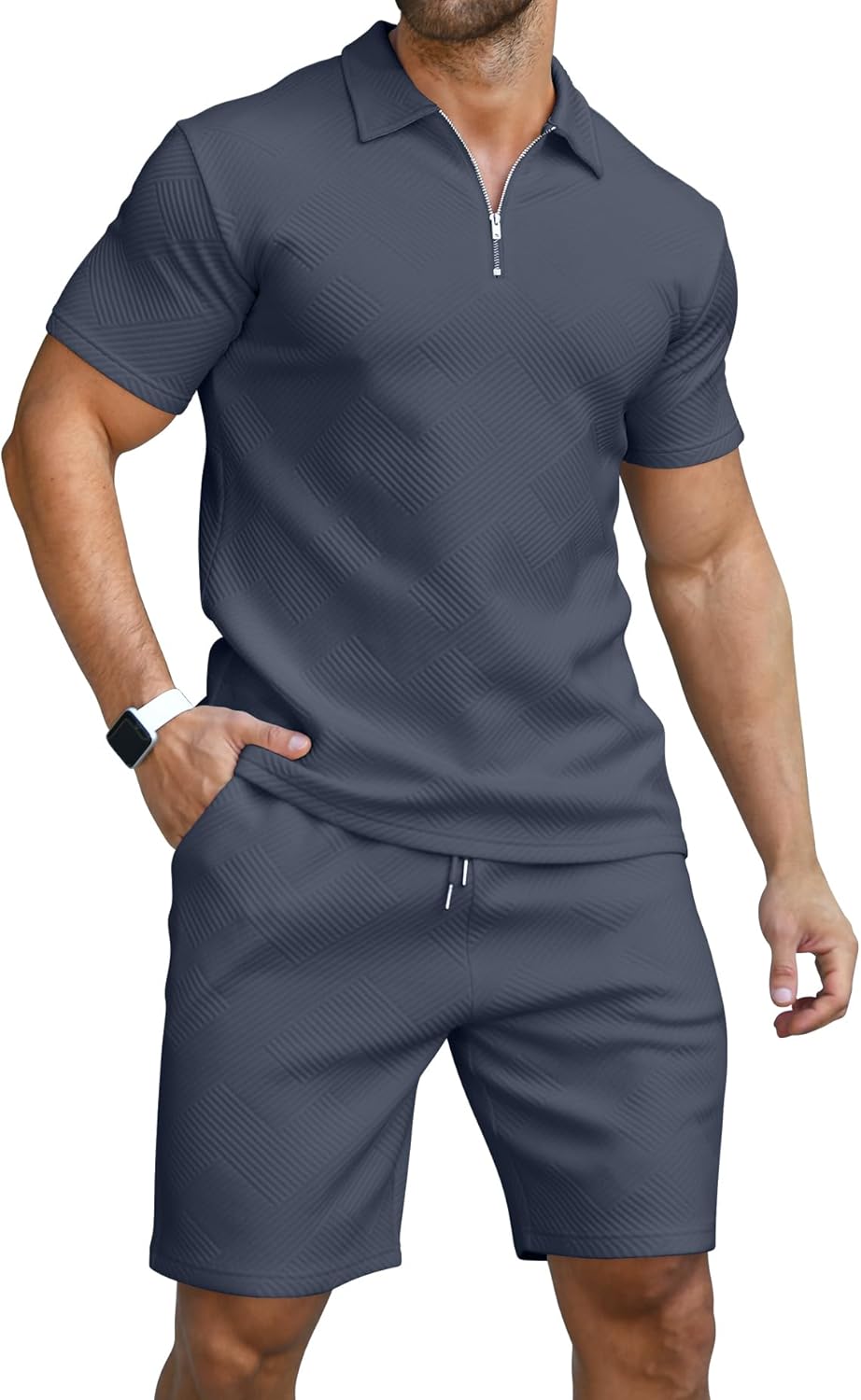 Thumbnail 6 de KUYIGO Herren Poloshirt & Shorts 2-Teiliges Set – Sommer Trainingsanzug
