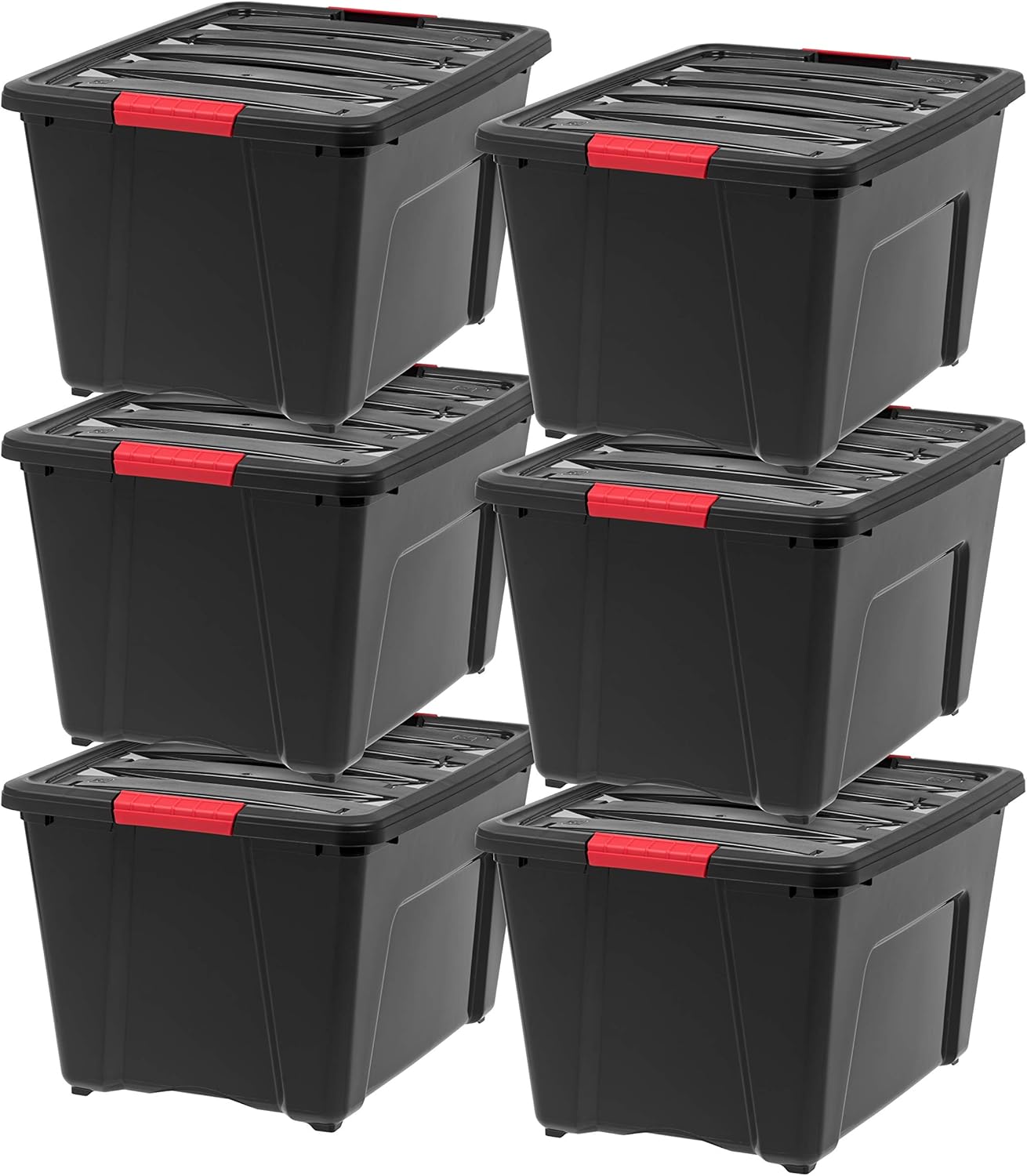 Detalle 2 de IRIS USA 72 Qt Stackable Plastic Storage Bins with Lids (6 Pack) – BPA-Free, Made in USA