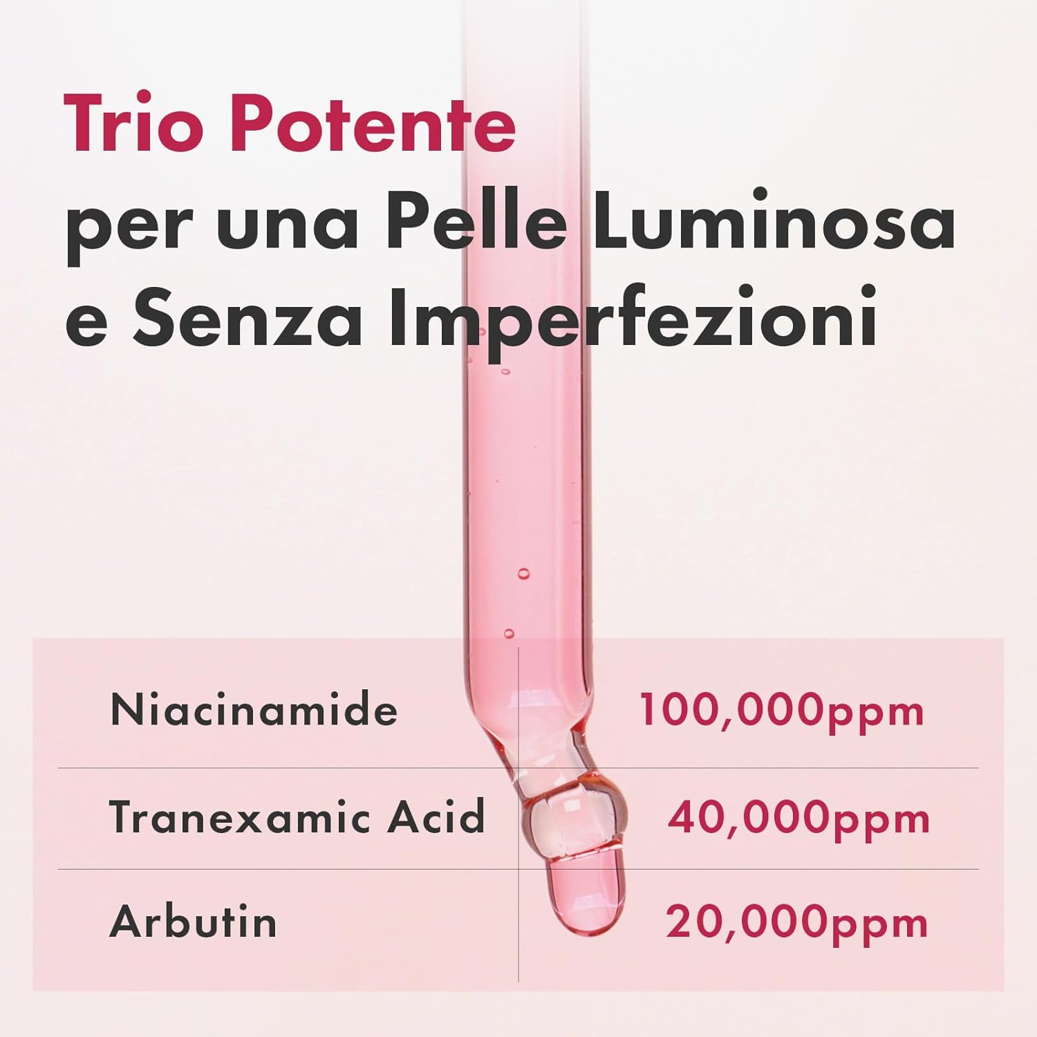 Detalle de TOSOWOONG Siero Viso con Niacinamide 10%, TXA 4% e Arbutina – Texture fresca, effetto uniforme