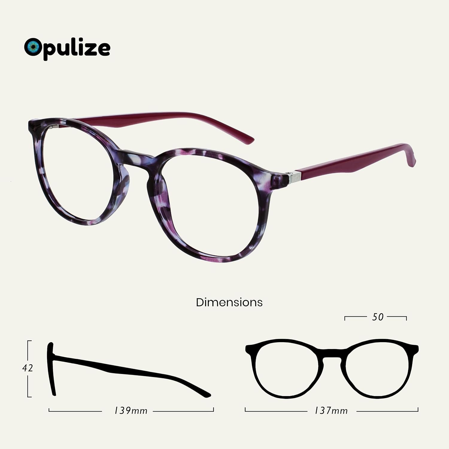 Detalle de OPULIZE MET Bluelight-Lesebrille (schmal, rund) mit Federscharniere – 3er- und 4er-Pack, inkl. Etui, Grad +3,50