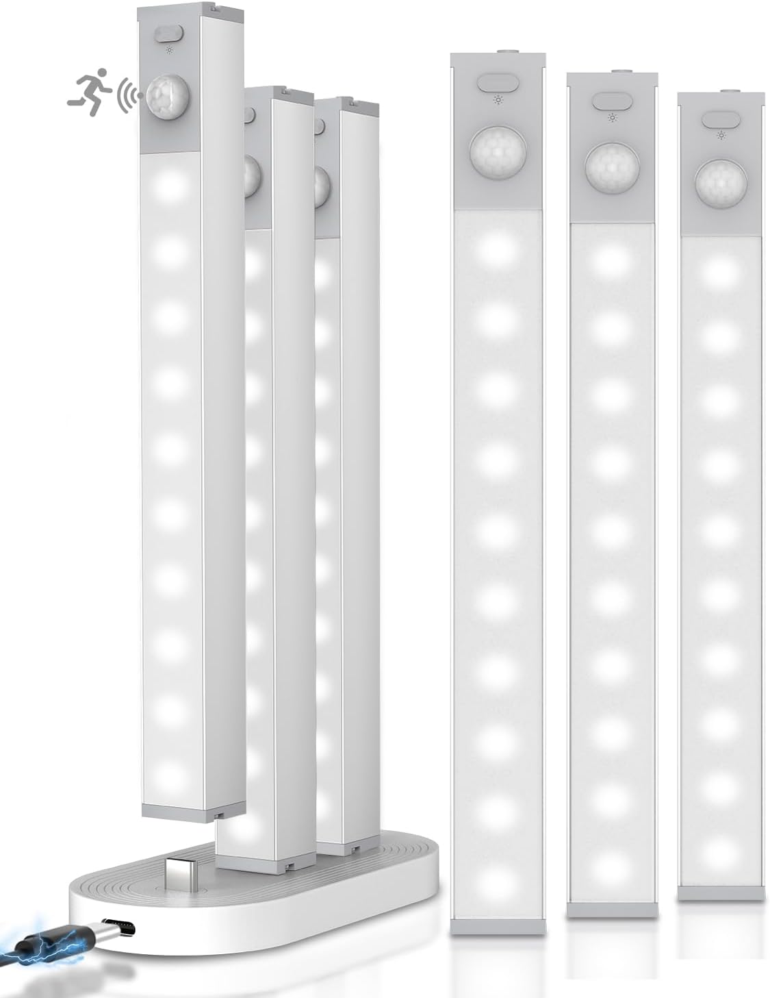 Detalle de GOODEA DJGY033 Rechargeable Under-Cabinet Lights, 6-Pack with Motion Sensor
