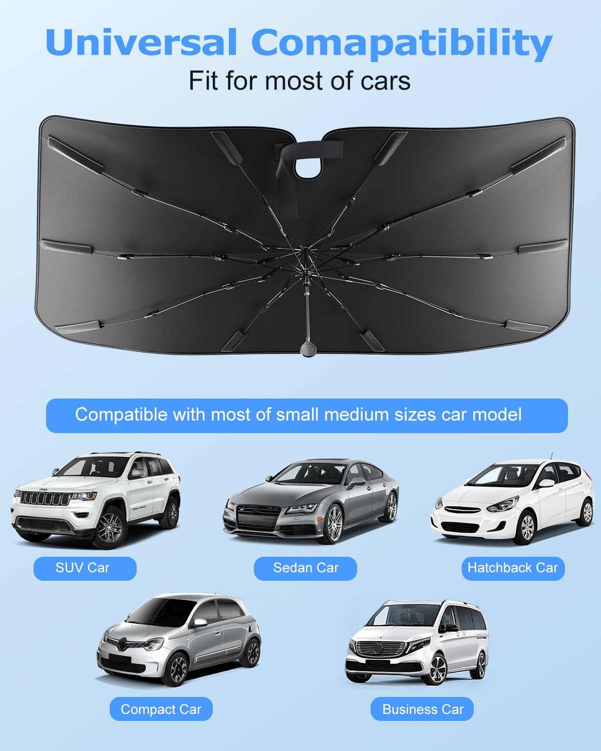 Thumbnail 3 de [2026 Upgrade] Weektic Windshield Sun Shade Umbrella (57" x 31")