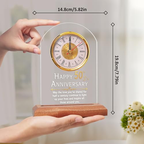 Thumbnail 3 de Lightzz 50th Anniversary Light Up Quartz Clock with LED Wooden Base