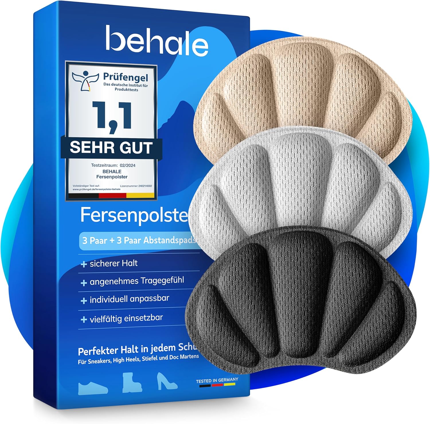 BEHALE Fersenpolster mit 3M Kleber, 3 Paar