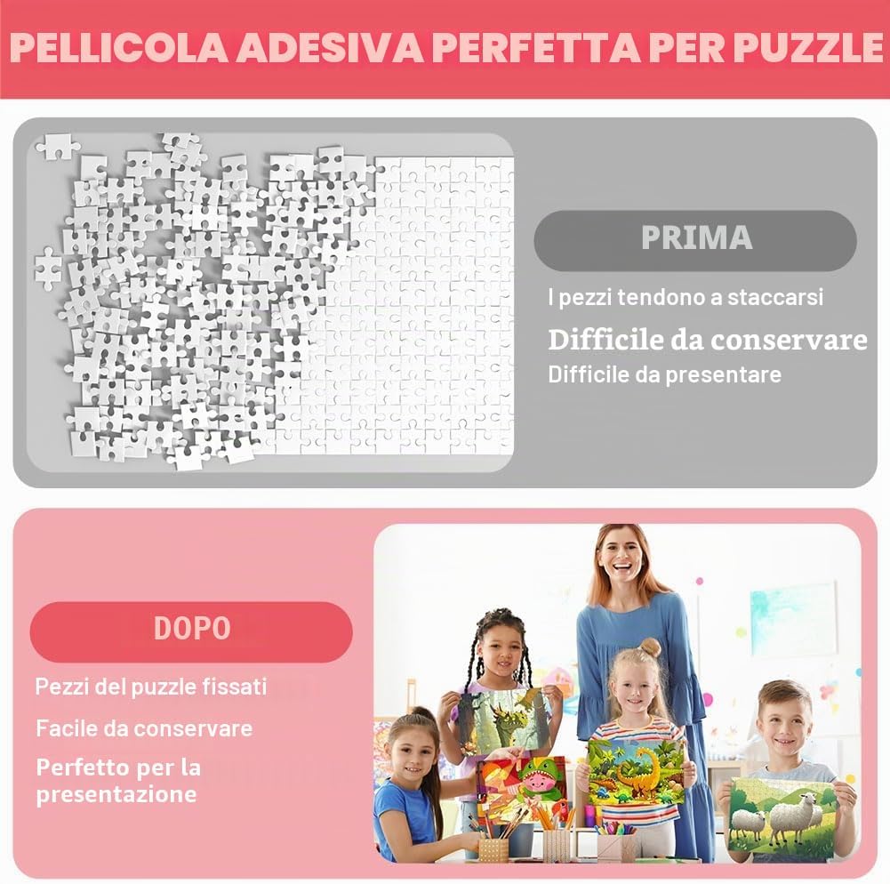 Detalle 2 de Ainiv 16 Fogli Colla per Puzzle Bifacciale – Adesivo trasparente per fissare e proteggere puzzle (19 × 26 cm)