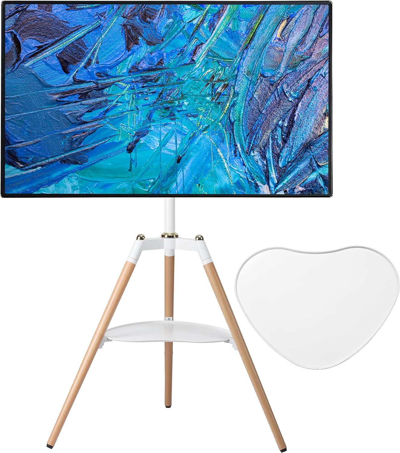 Thumbnail 4 de ETHU Tripod Easel TV Stand for 32–65 inch TVs with Height Adjustable Swivel & Beech Wood Legs (VESA 400x400, up to 40kg)