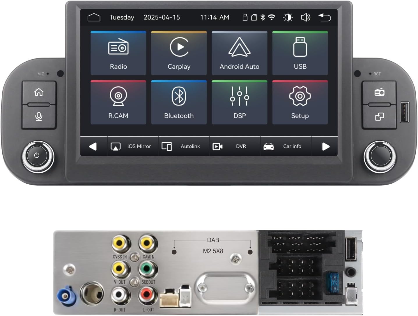Detalle de MAVYULQEF Linux Autoradio per Fiat Panda (2013-2020) – Plug & Play, CarPlay/Android Auto Wireless