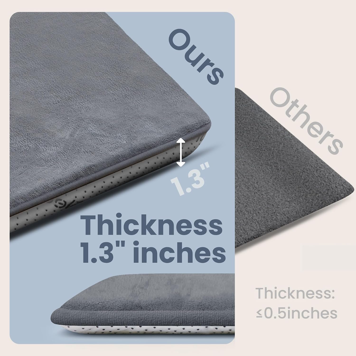 Detalle de Huloo Sleep Baby Play Mat (1.3" Thick Elasti-Foam) 50"×50" in Dark Grey