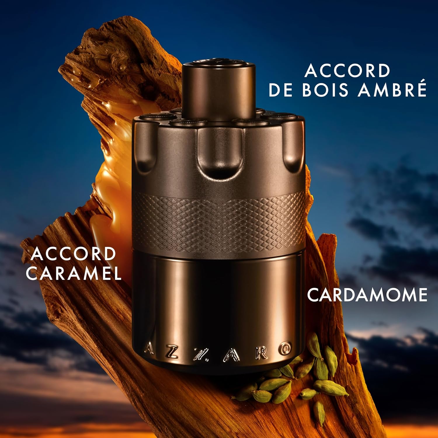 Detalle de Azzaro The Most Wanted Intense Homme Eau de Parfum Fougère Ambré Boisé – spray longue tenue