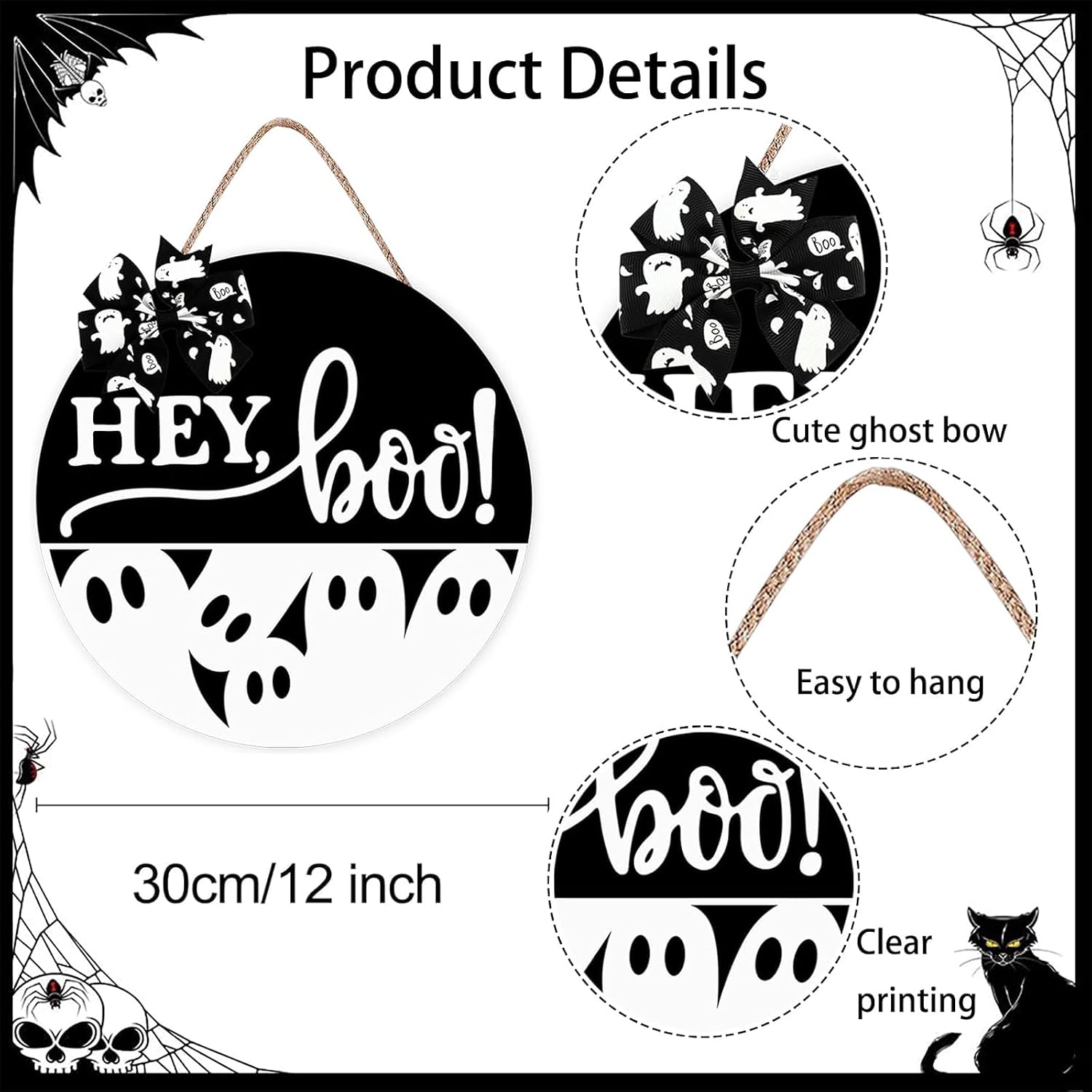 Thumbnail 2 de Halloween Ghost Door Sign, 12 x 12 inches