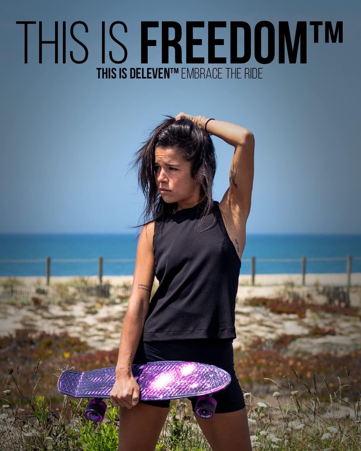 Thumbnail 6 de D Deleven Mini Cruiser skateboard 56 cm met LED-wielen en antislipdeck