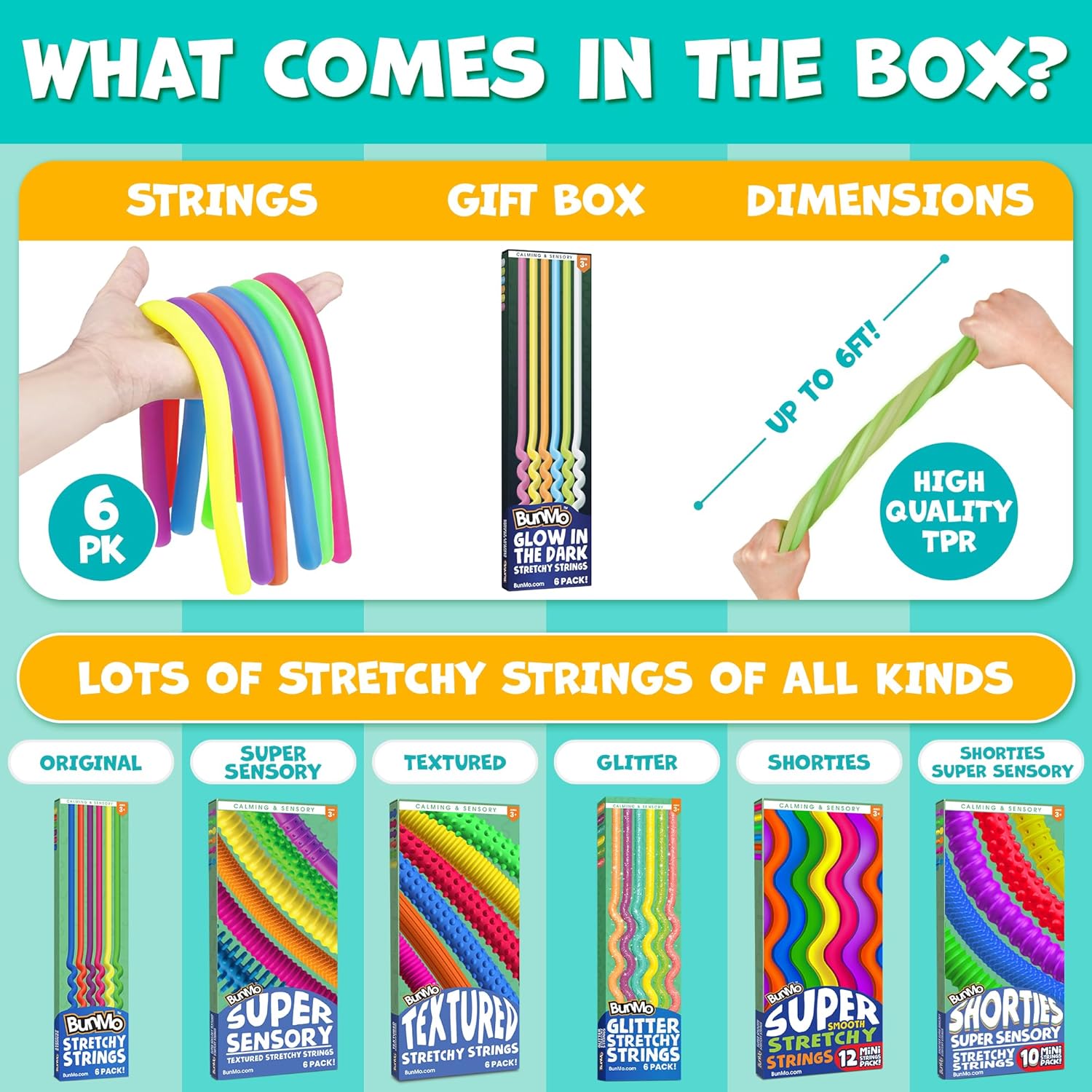 Thumbnail 5 de BUNMO Stretchy Sensory Strings 6-pack