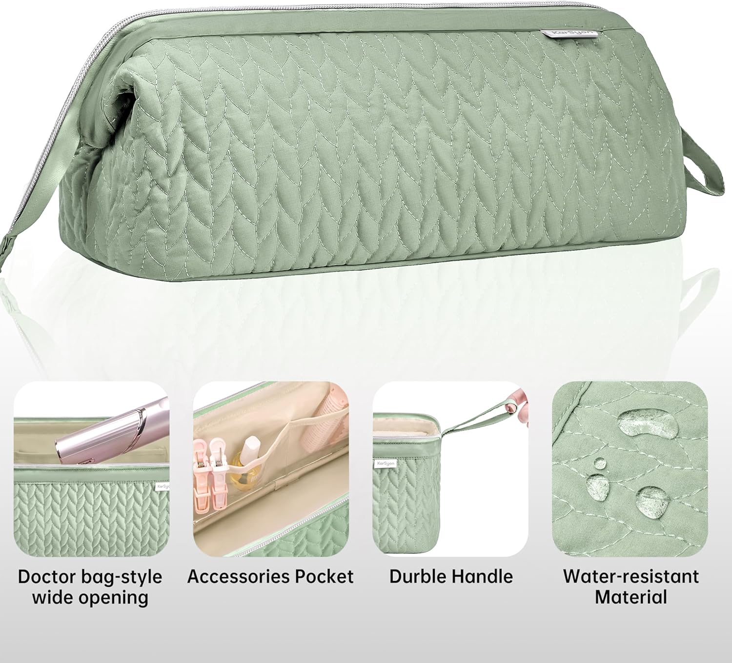 Thumbnail 4 de KarSyon Shark Flex Style Case for Airwrap Hair Dryer Brush, Travel Bag Organizer (Sage Green)