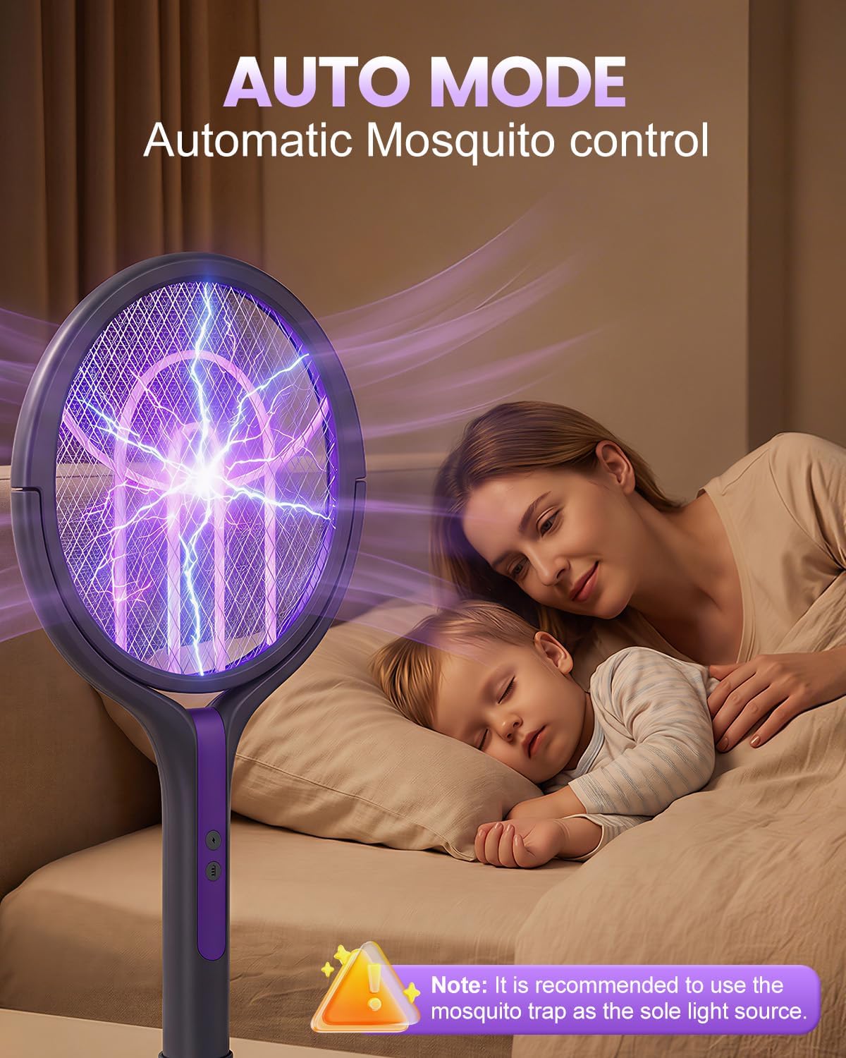 Thumbnail 3 de Molxss Rotating Head Electric Mosquito Swatter 4000V with Telescopic Extension