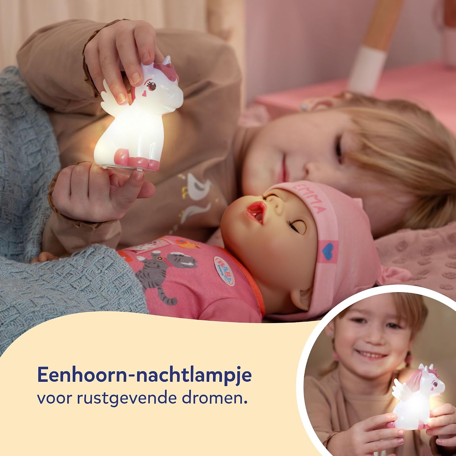 Detalle 2 de BABY born 840597 bedtijdset voor 43 cm poppen met eenhoorn-nachtlampje