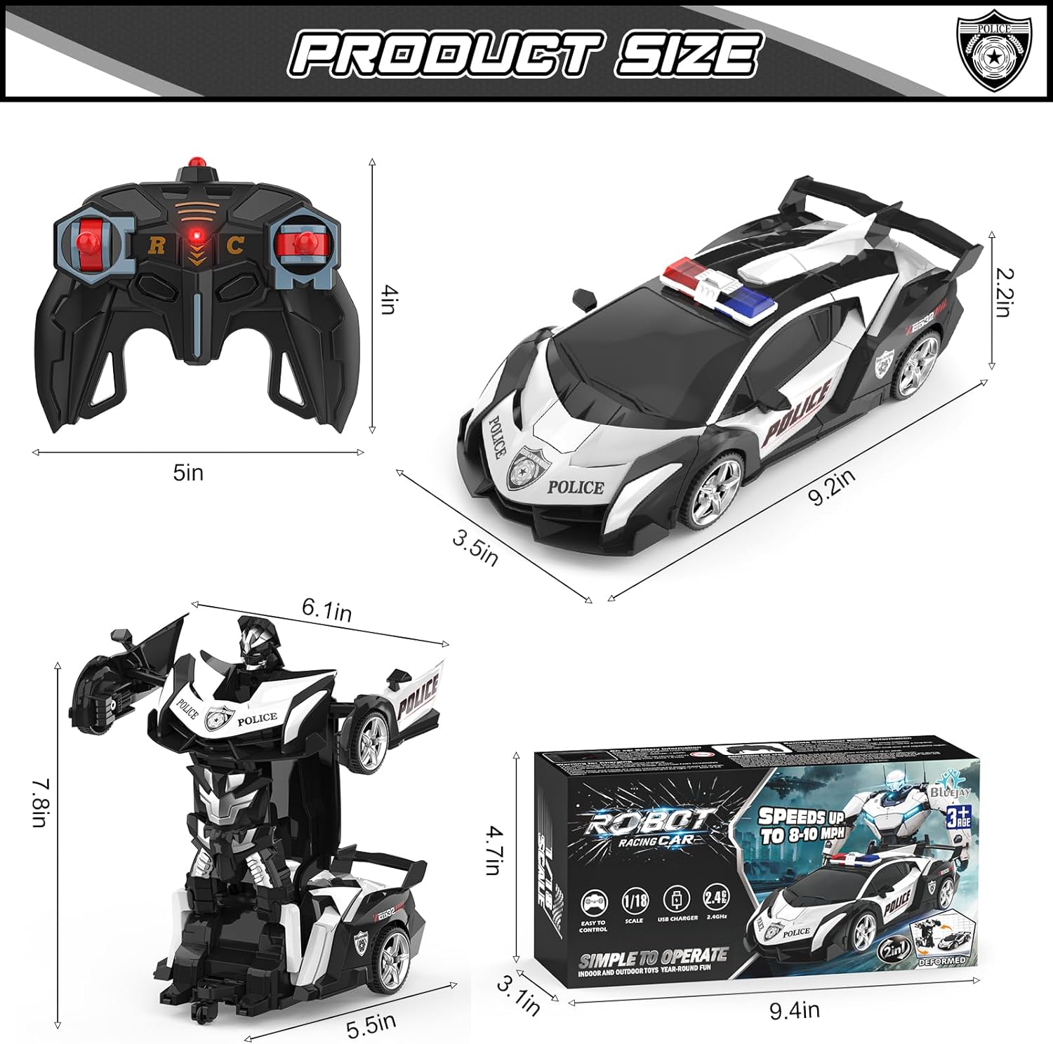 Detalle 2 de BLUEJAY Transform RC Car 1:18 2.4GHz