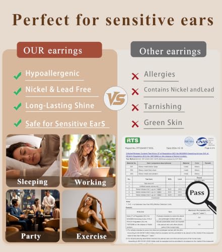 Thumbnail 4 de Smilya 3 Pairs Gold Hoops Earrings for Women – Hypoallergenic 925 Silver, Cubic Zirconia and Gift-Box Set