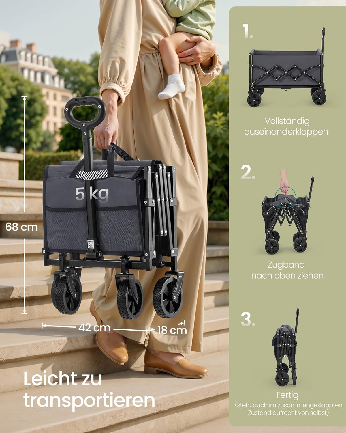 Thumbnail 3 de Songmics Handwagen faltbar 180 kg, 90 L