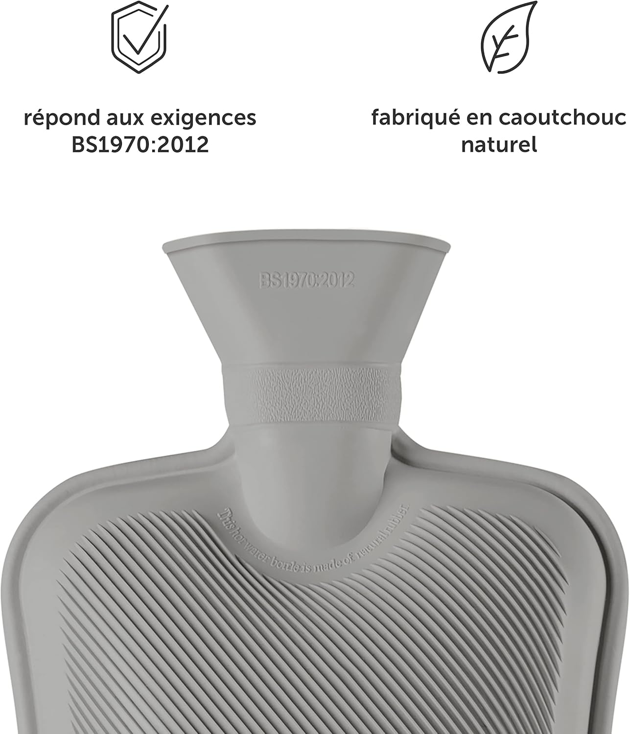 Detalle 2 de Blumtal Bouillotte Eau Chaude en Caoutchouc avec Housse Amovible Polaire – 1,5 L, rouge