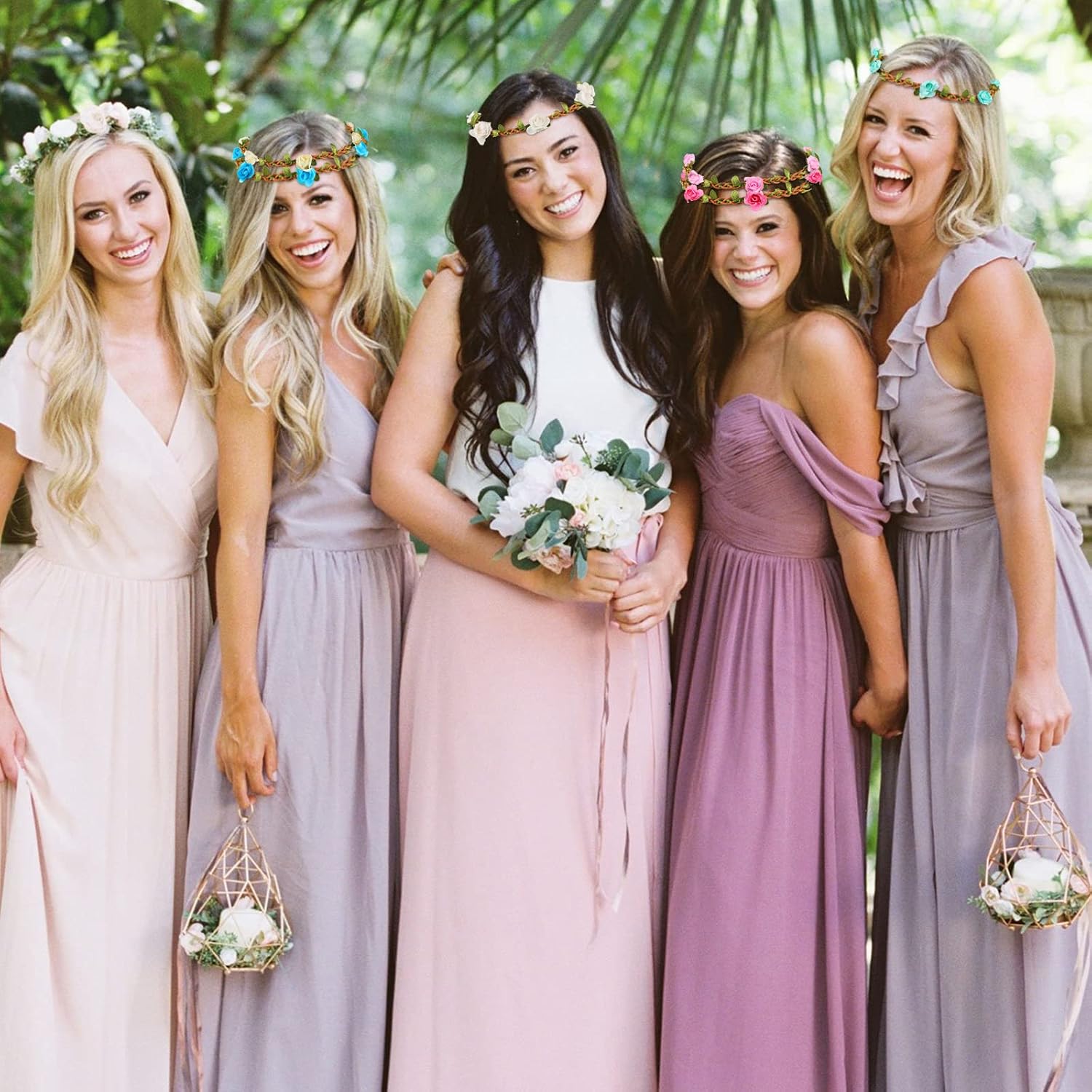 Detalle 2 de Candygirl – Couronnes de fleurs élastiques, 12 Pièces Boho pour fêtes et mariages