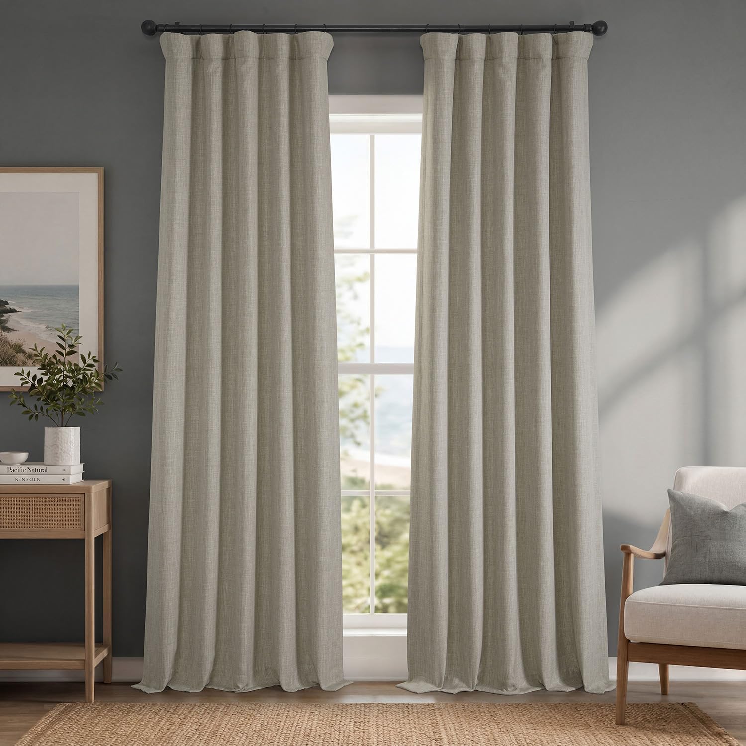 Detalle de HPD Faux Linen Curtain Panel, 50W x 108L
