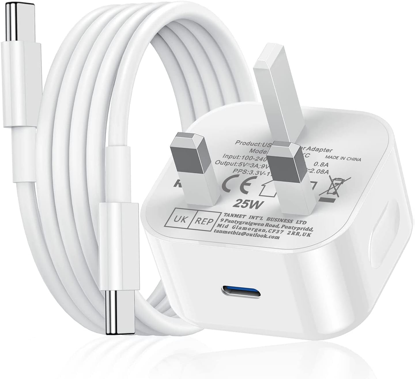 Thumbnail 4 de iPhone 17/16 Charger 2Pack: 25W USB-C Fast Charger with 1m C-to-C Cables
