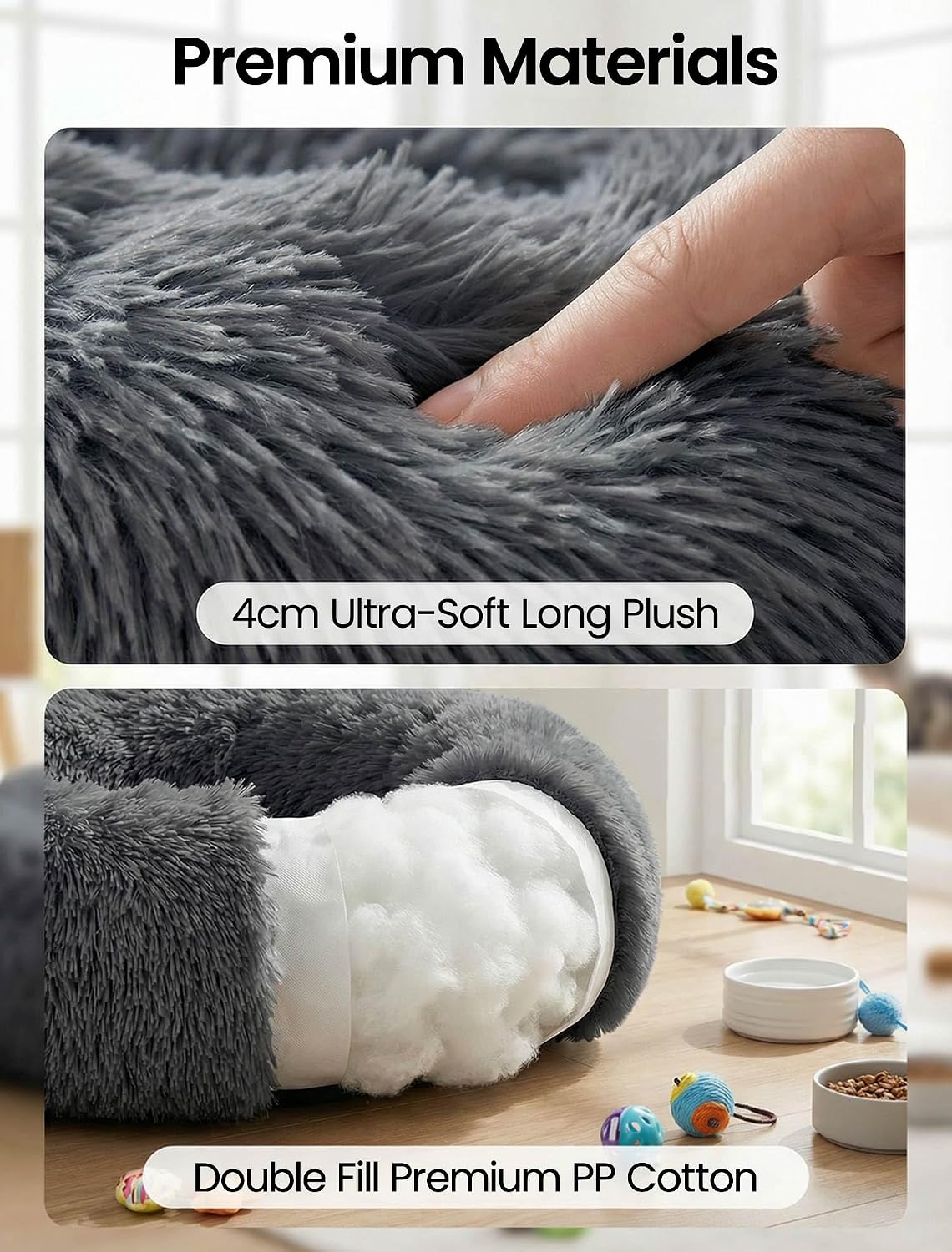 Detalle de Moistu Moistu XL Dog Bed Donut Washable – 80cm round calming cushion with non-slip base